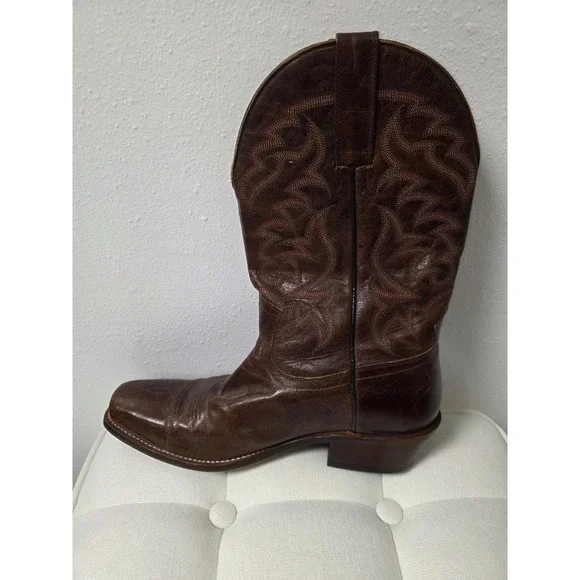 Moonshine Spirit Men's 10D Brown Leather Western Cowboy Boots Square Toe - Picture 6 of 12